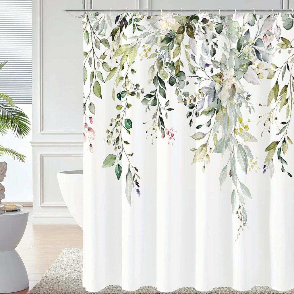 Watercolor floral shower curtain